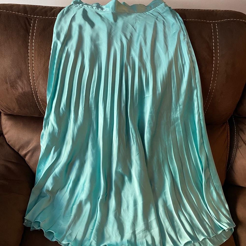 Zara Light Blue A-Line Pleated Skirt